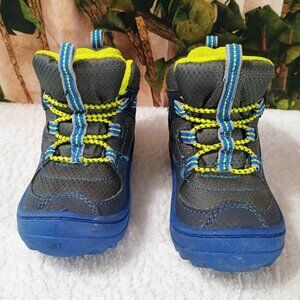Kids OshKosh B'gosh Toddler Sz 6M Blue, Gray & Lime Green Athletic Hiking Boots